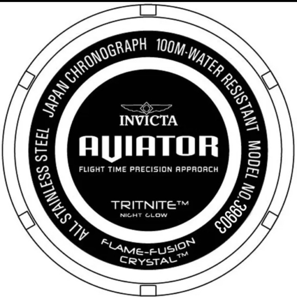 Invicta Men's Aviator Black Dial Chronograph Quartz 50mm Bracelet Watch 39903 - Picture 5 of 6